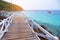 Wooden bridge walkway on beach sea summer ralax day at Koh Larn Island picturesque scenery in Pattaya Thailand