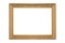 Wooden broad picture frame white background isolated detailed gold wide