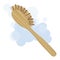 Wooden brush with coarse bristles for washing in the bath. Vector illustration