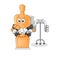 Wooden brush judge holds gavel. character vector