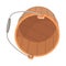 Wooden bucket with handle and without water. Container or empty pail for spa, sauna. Vector illustration isolated on