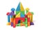 Wooden building castle of colorful blocks