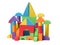 Wooden building castle of colorful blocks