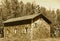 Wooden Building With Cedar Shakes In Sepia