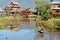 Wooden building development of houses on stilts in villages on the Inle Lake