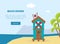 Wooden Bungalow on Tropical Coast, Sea Beach Beautiful Landscape, Seaside Holiday Banner, Landing Page Template Vector