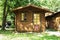 Wooden bungalows on campsite camping