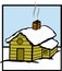 wooden cabin with snow vector illustration