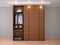 Wooden cabinet with sliding doors. 3d