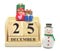 Wooden Calendar 25 DECEMBER with Christmas and New Year Decorate