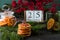 Wooden calendar with date 25 December, Christmas decor, orange chips on wooden background