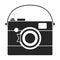 Wooden camera vector icon.Black vector icon isolated on white background wooden camera.