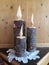 Wooden candles ancient art old snow town