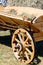 Wooden cart with hay for decor during traditional harvest fair