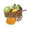 Wooden cart with vegetables.