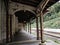 Wooden carved arcades in a historical train station