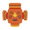 Wooden Carved Aztec Mask as Mexican Symbol Vector Illustration
