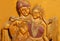 Wooden carving of Hindu god Sri Krishna and Goddess Radha