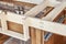 Wooden cases of kitchen furniture with plywood frame for countertop