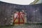 Wooden castle wall gate inside city of Blaye Citadel