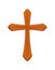 Wooden catholic cross isolated icon