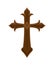 Wooden catholic cross isolated icon