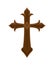 wooden catholic cross isolated icon