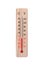 Wooden celsius and fahrenheit scale thermometer isolated on a white background. Ambient temperature minus 4