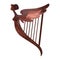 Wooden Celtic harp with a female silhouette. Symbol of Ireland. St.Patrick 's Day. Isolated watercolor illustration