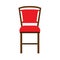 Wooden chair front view vector icon furniture. Classic interior sit. Retro brown cartoon home element flat room