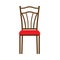 Wooden chair front view vector icon furniture. Classic interior sit. Retro brown cartoon home element flat room