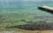 Wooden chair on pleasure pier on Greek Dodecanese Telendos island