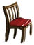 A wooden chair with red seat, vector or color illustration