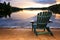 Wooden chair at sunset on beach