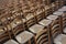 Wooden chairs with straw seat before the show