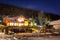 Wooden chalet on high Austrian Alps at starry night