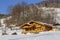 Wooden chalet in winter