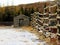 Wooden charnel-house at the cemetery in Kuujjuaq