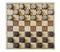 Wooden checkerboard with checkers spaced on table isolated