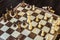 Wooden chess Board and chess pieces in in the game