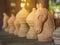 Wooden chess horse pieces. Strategy broad games.