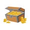 Wooden Chest Filled With Golden Coins, Hidden Treasure And Riches For Reward In Flash Came Design Variation