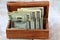 Wooden chest with the US dollar