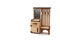 Wooden childrens toy cabinet hallway assembled from plywood on white isolated background.