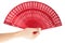 Wooden chinese red fan and hand