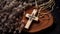 Wooden Christian cross - symbol Ash Wednesday, religion, sacrifice. Christian faith Jesus. holy holiday, sh Wednesday concept