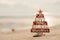 Wooden christmas tree toy on the beach