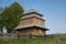 The wooden church of the Cathedral of the Mother of God, 1838, and the bell tower, 1902.