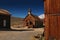 Wooden church in ghost town Bodie with blues sky
