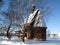 Wooden church in russian winter